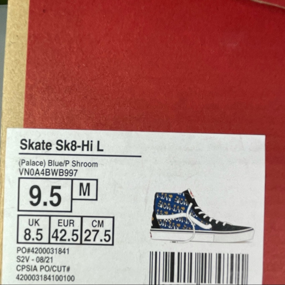 Palace x Vans Blue P Shroom Skate SK8-Hi L Mens Size 9.5 Skateboard Sneakers - Picture 11 of 11